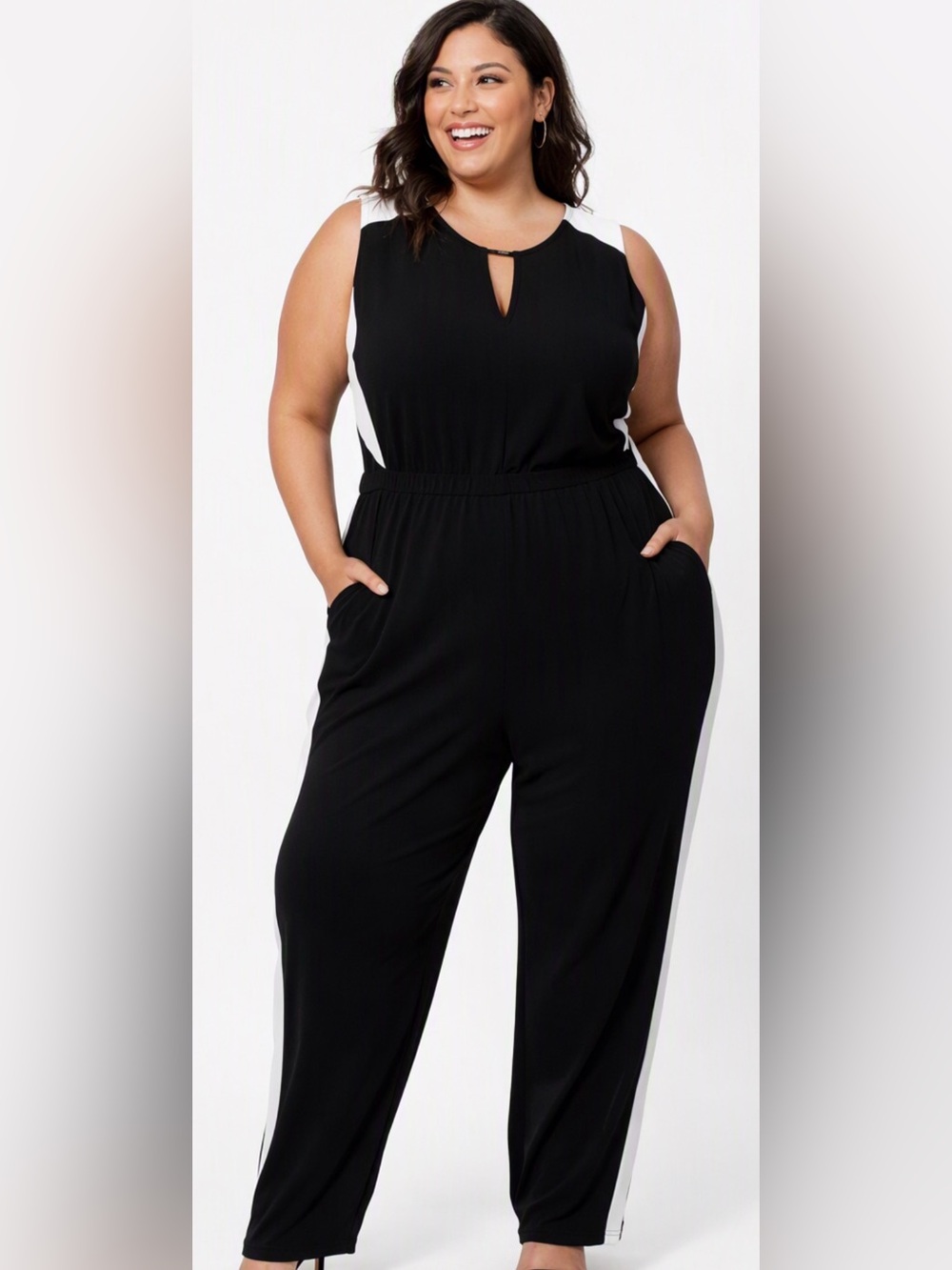 The Limited Women’s Color-block Jumpsuit in Black/White Sz 2X